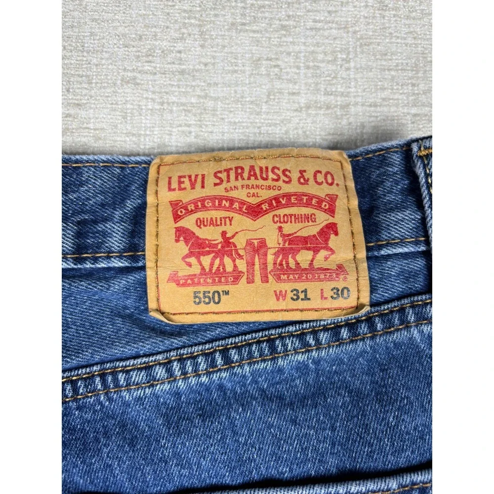 Levis 550 Relaxed Fit  Mens 31x30 Jeans Medium Dark Blue Washed Grungy Denim